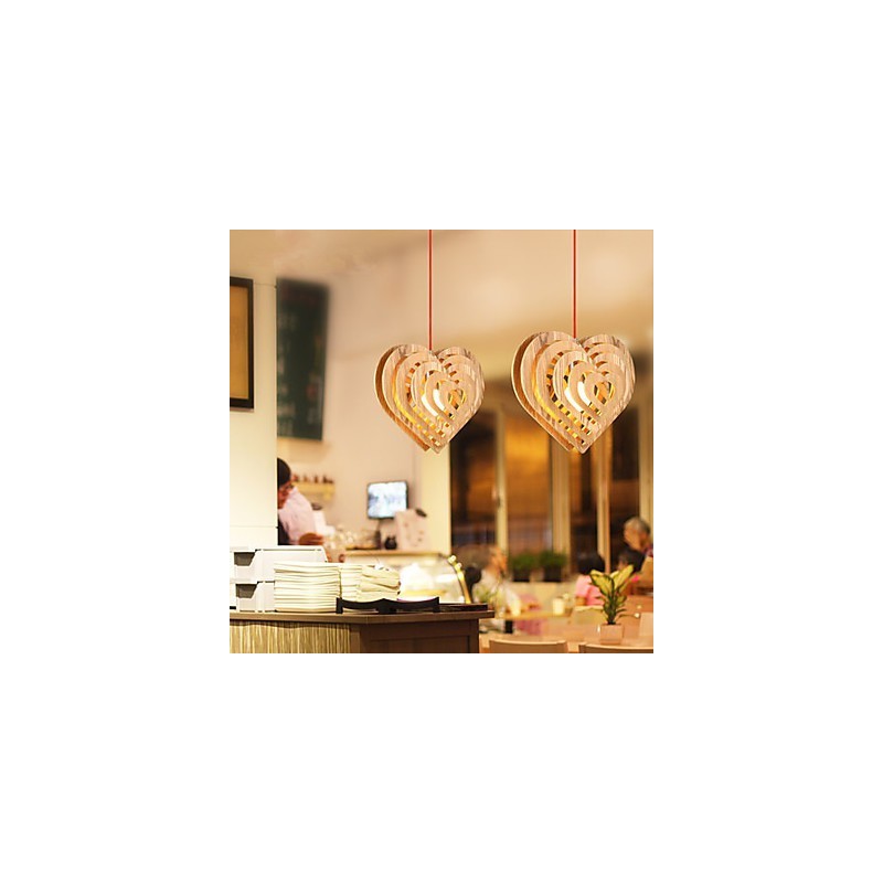 Chandelier Mini Style Lantern Wood Bamboo