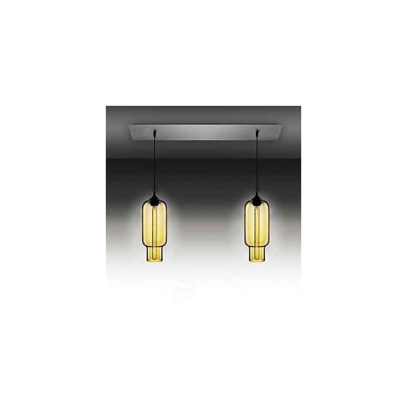 Modern Transparent Glass Pendant Light with 2 Lights in Bubble Design Electroplate Finished