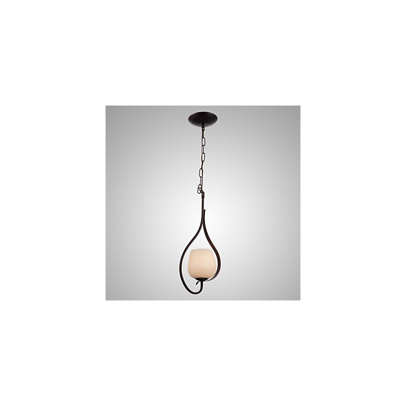 Iron Painting Pendant Light with Glass Shade Classic Lighting Lamp 1 Head