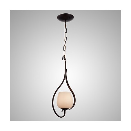 Iron Painting Pendant Light with Glass Shade Classic Lighting Lamp 1 Head