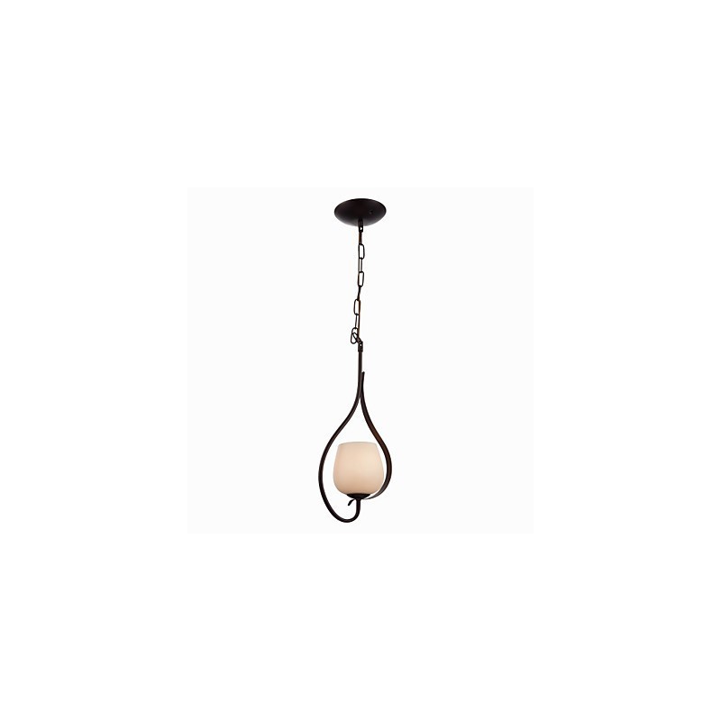 Iron Painting Pendant Light with Glass Shade Classic Lighting Lamp 1 Head