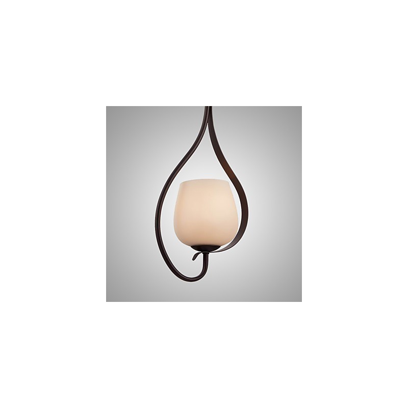 Iron Painting Pendant Light with Glass Shade Classic Lighting Lamp 1 Head