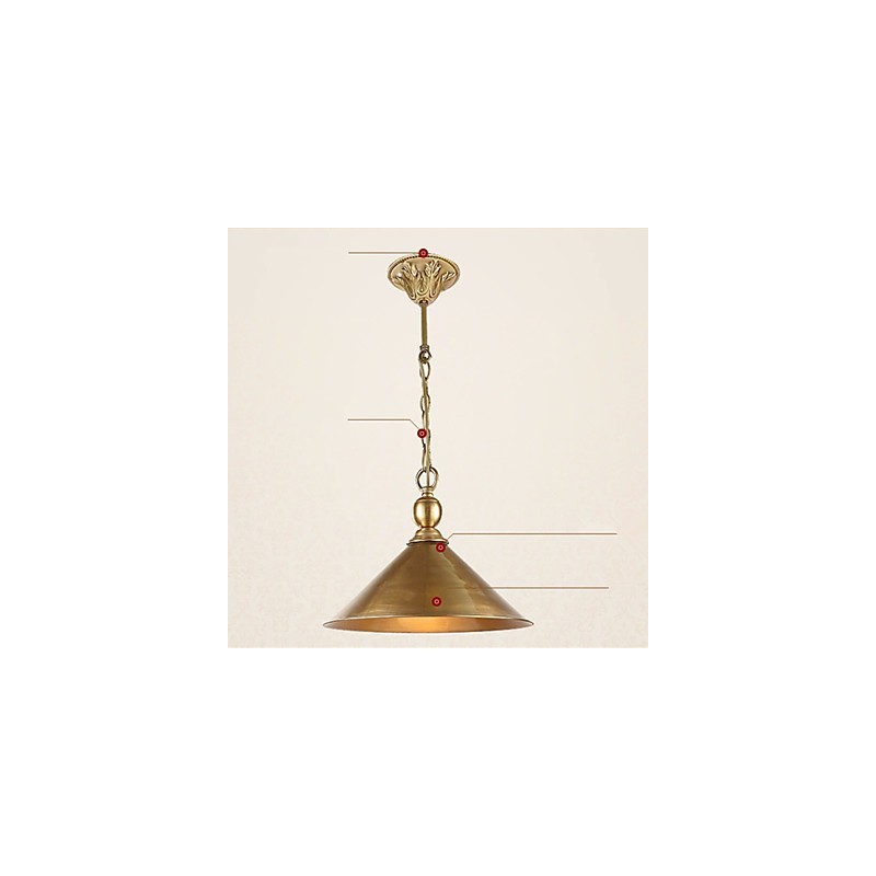 Pure Brass Pendant Light Mini Style Traditional Classic Metal