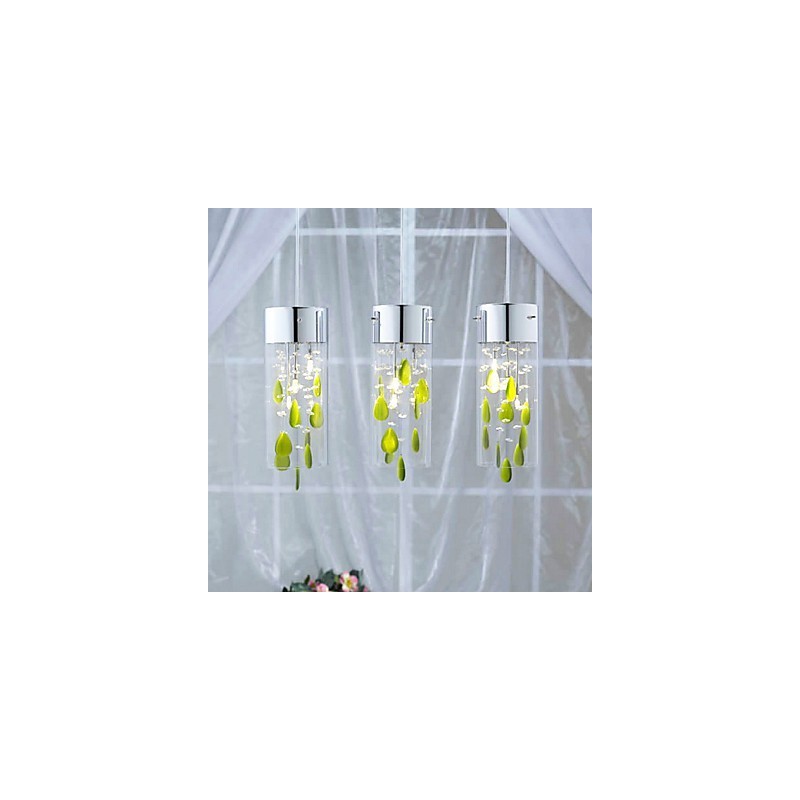 Artistic Crystal Pendant Light with Green Decorations G4 Bulb Base