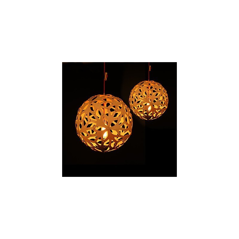 Chandelier Mini Style Lantern Wood Bamboo
