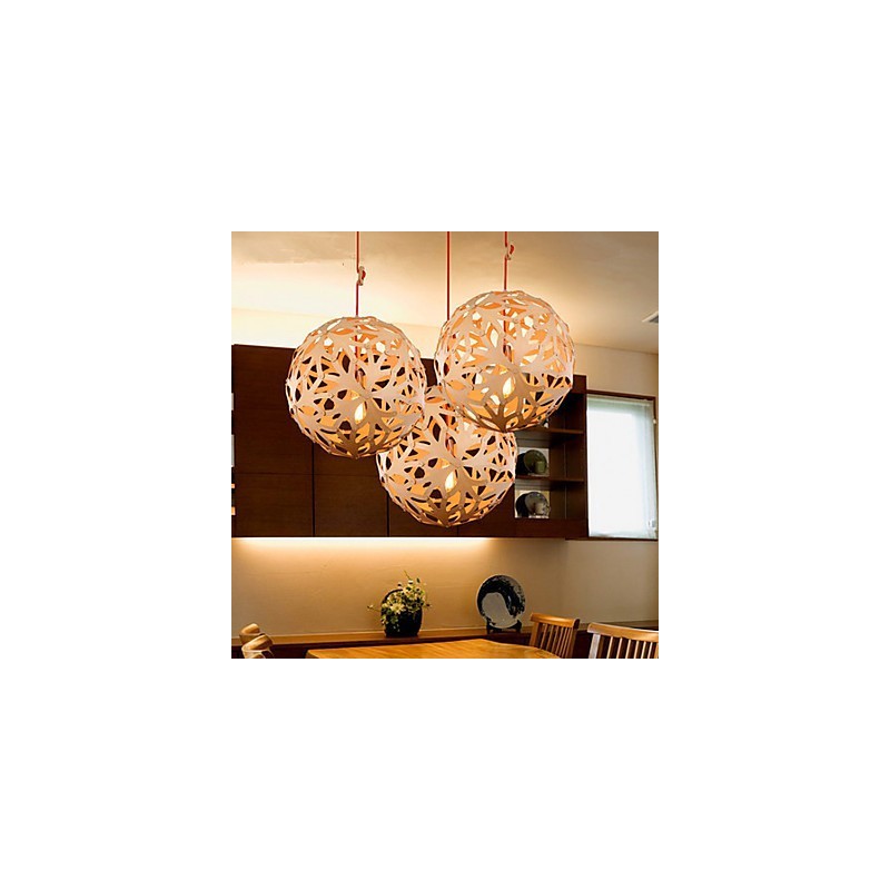 Chandelier Mini Style Lantern Wood Bamboo