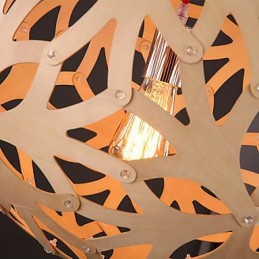 Chandelier Mini Style Lantern Wood Bamboo