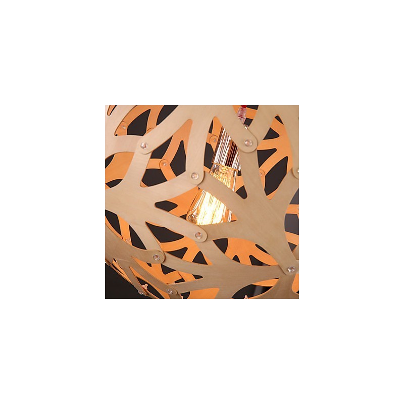 Chandelier Mini Style Lantern Wood Bamboo