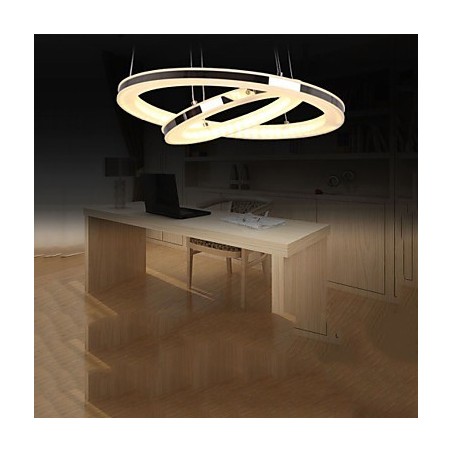 Acrylic Pendant Light Round Chandelier Lighting with 2 Rings Lamps Fixtures