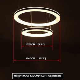 Acrylic Pendant Light Round Chandelier Lighting with 2 Rings Lamps Fixtures