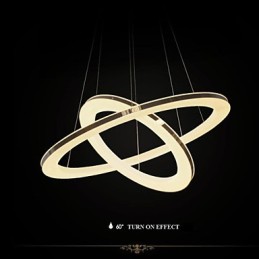 Acrylic Pendant Light Round Chandelier Lighting with 2 Rings Lamps Fixtures