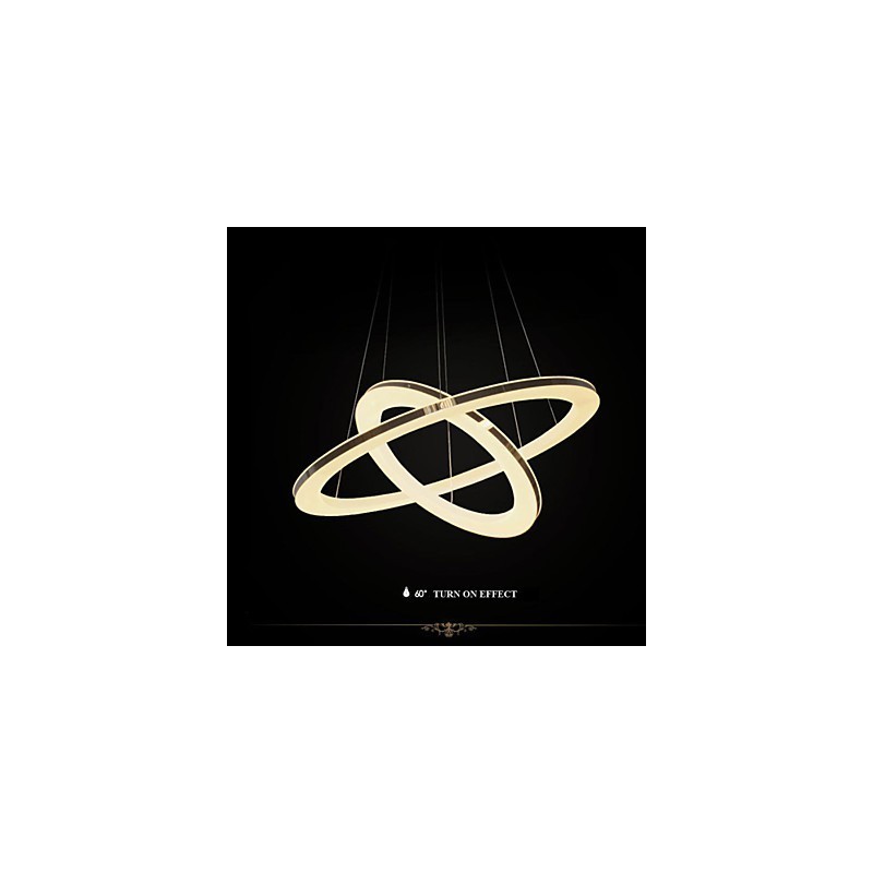 Acrylic Pendant Light Round Chandelier Lighting with 2 Rings Lamps Fixtures