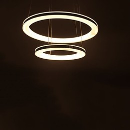 Acrylic Pendant Light Round Chandelier Lighting with 2 Rings Lamps Fixtures