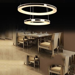 Acrylic Pendant Light Round Chandelier Lighting with 2 Rings Lamps Fixtures
