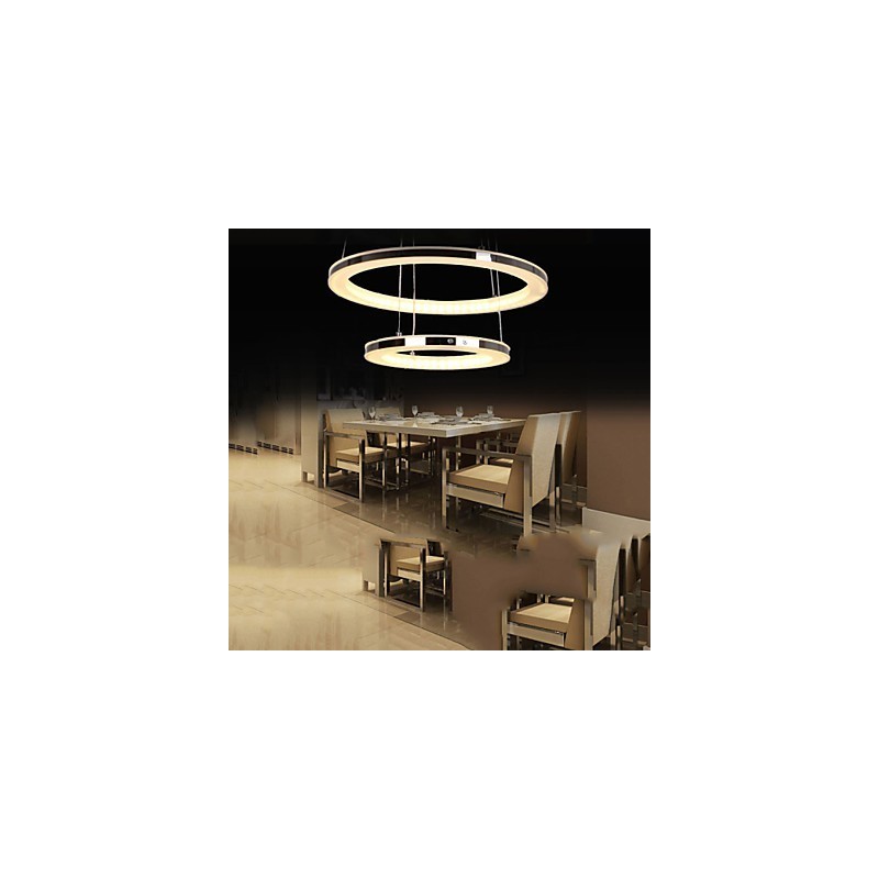 Acrylic Pendant Light Round Chandelier Lighting with 2 Rings Lamps Fixtures
