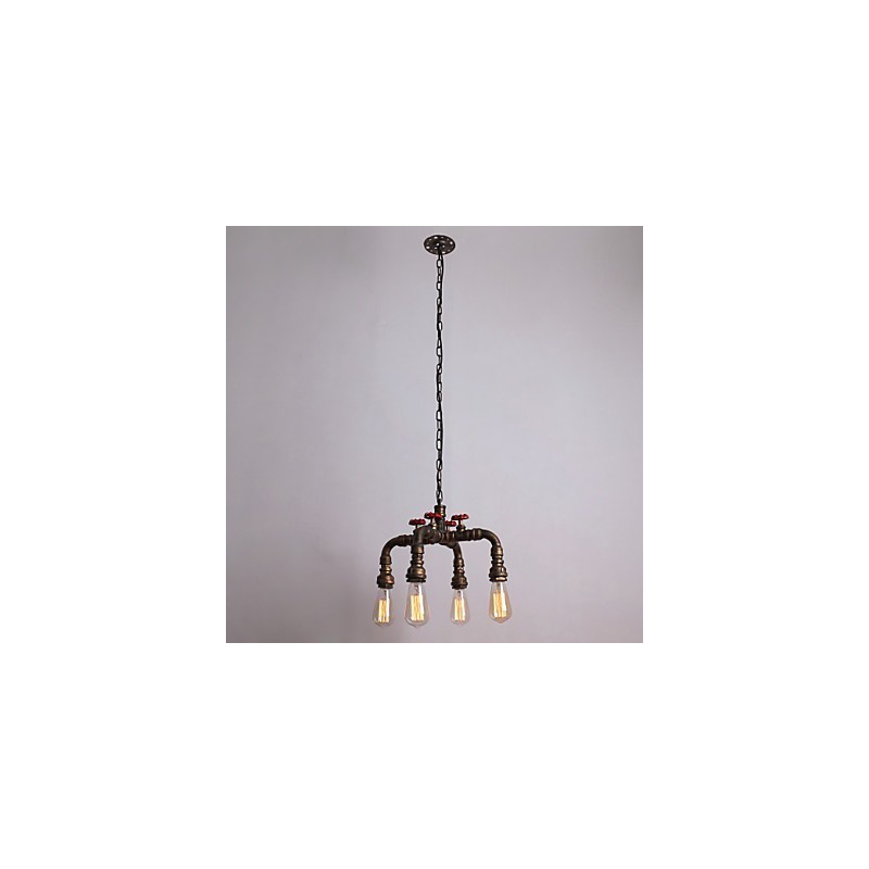 Water Pipe Retro 4Light Painting Pendant