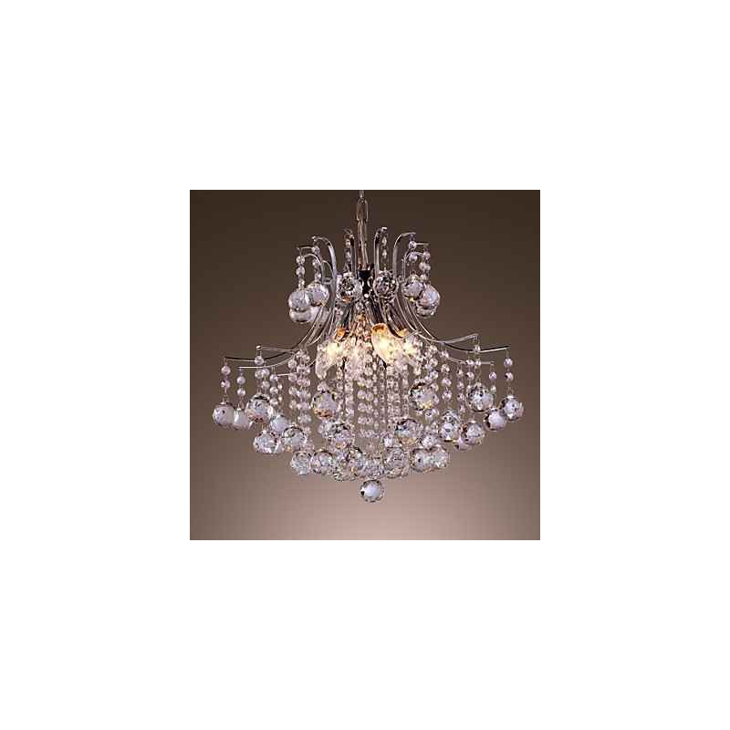 Modern Contemporary Crystal Mini Style Electroplated Metal Pendant Light