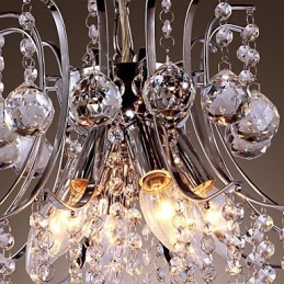 Modern Contemporary Crystal Mini Style Electroplated Metal Pendant Light