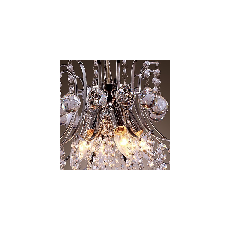 Modern Contemporary Crystal Mini Style Electroplated Metal Pendant Light