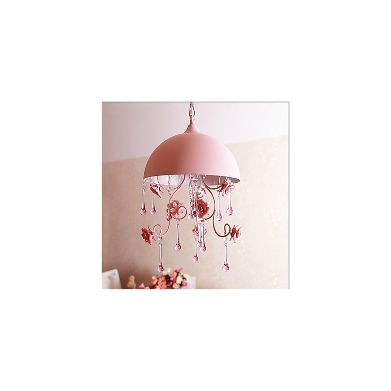 A Small Pink Rose Garden Chandelier Lamp Iron Princess