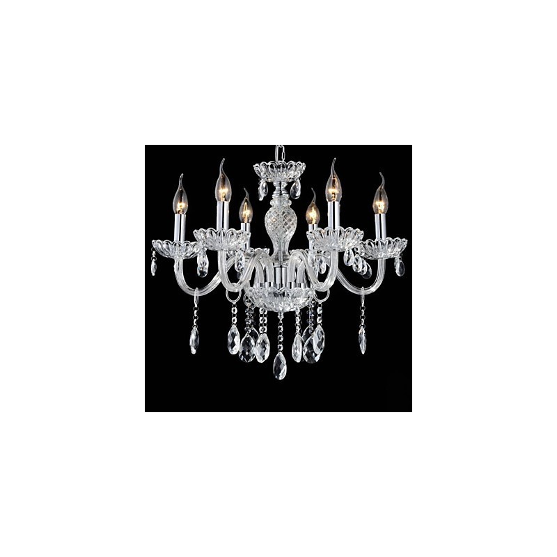 6 Light The style of palace Glass Chandelier With Candle Bulb