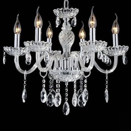 6 Light The style of palace Glass Chandelier With Candle Bulb