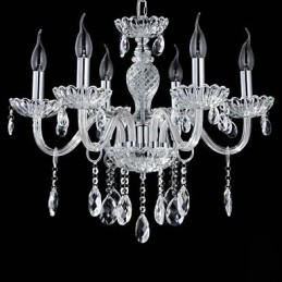 6 Light The style of palace Glass Chandelier With Candle Bulb