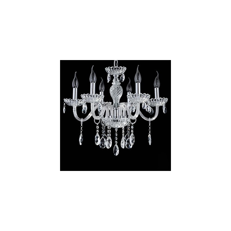 6 Light The style of palace Glass Chandelier With Candle Bulb
