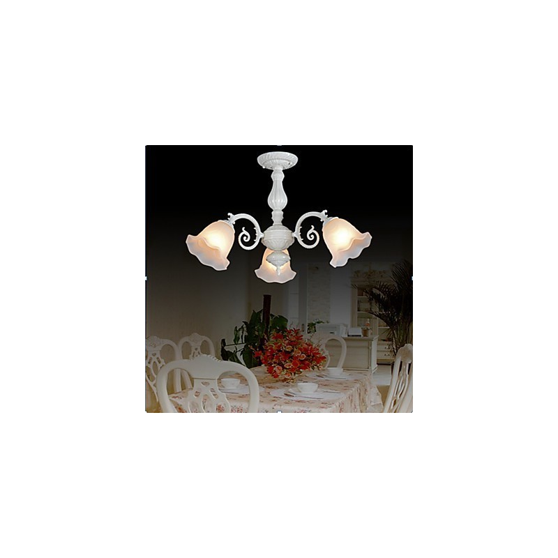 Flush Mount Three Lights White European Retro Classic