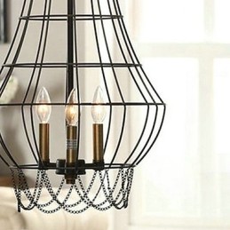 Country Mini Style Painting Metal Pendant Light