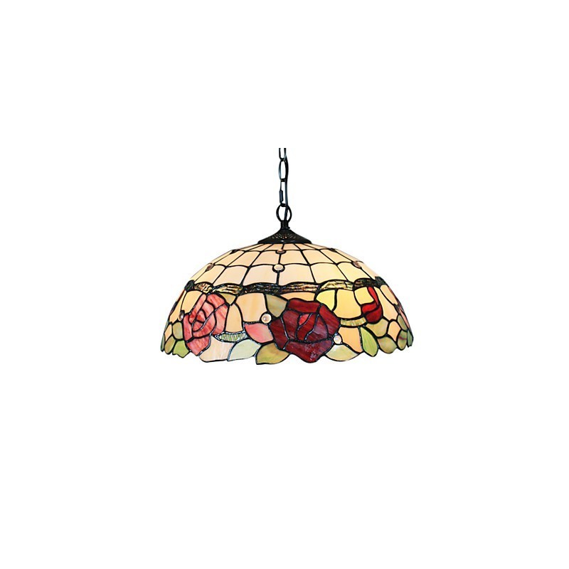 Pendant Light with 2 Light in Rose Patterned Shade