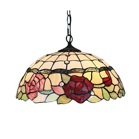 Pendant Light with 2 Light in Rose Patterned Shade
