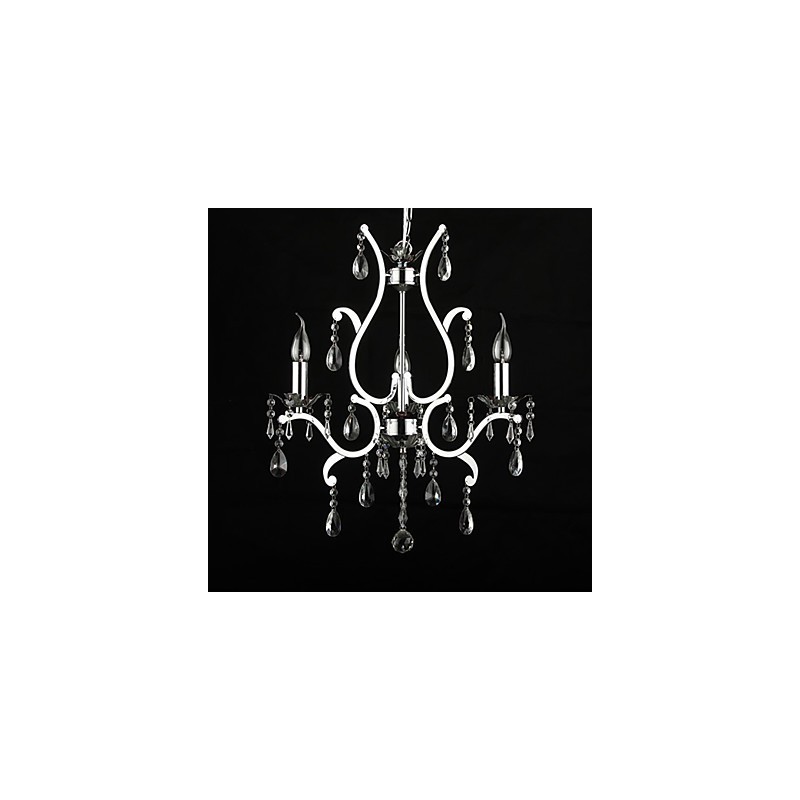 Crystal Chandelier with 3 Lights in Metal