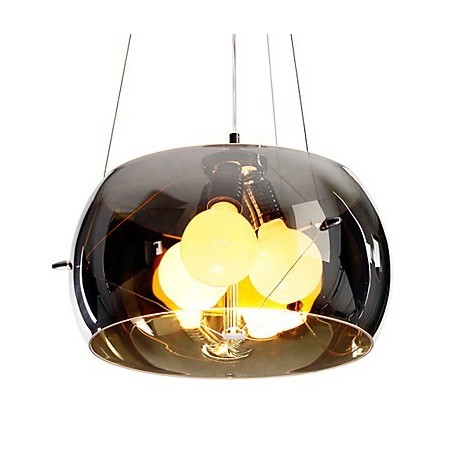Italian Style Modern Quaint 3 Light Pendant With Black Transparent Shade