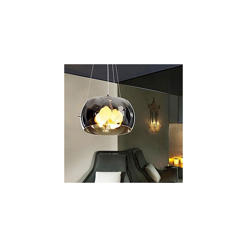 Italian Style Modern Quaint 3 Light Pendant With Black Transparent Shade