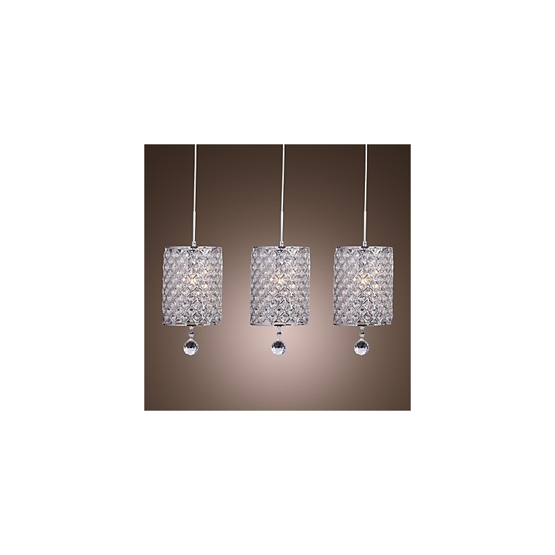 Modern Contemporary Crystal Chrome Metal Pendant Light