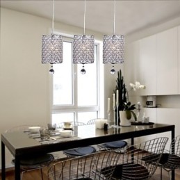 Modern Contemporary Crystal Chrome Metal Pendant Light
