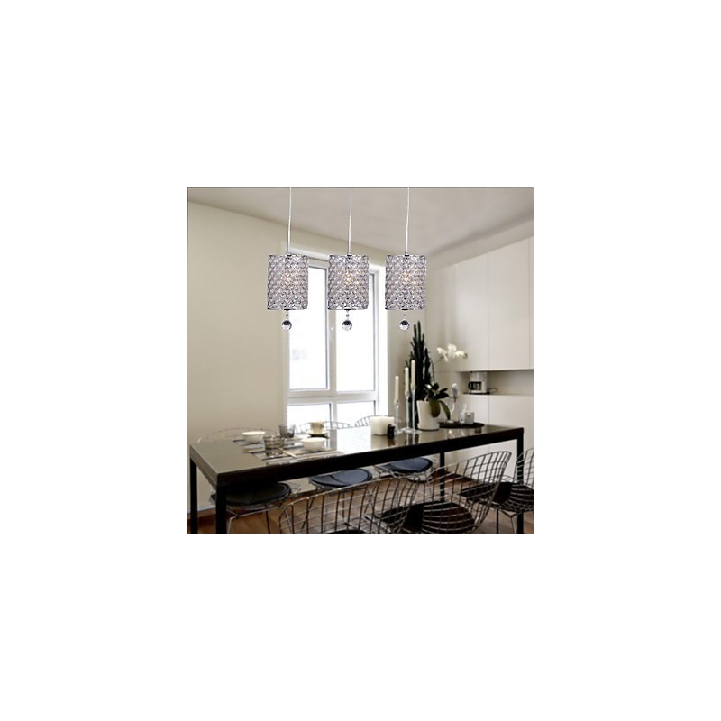 Modern Contemporary Crystal Chrome Metal Pendant Light