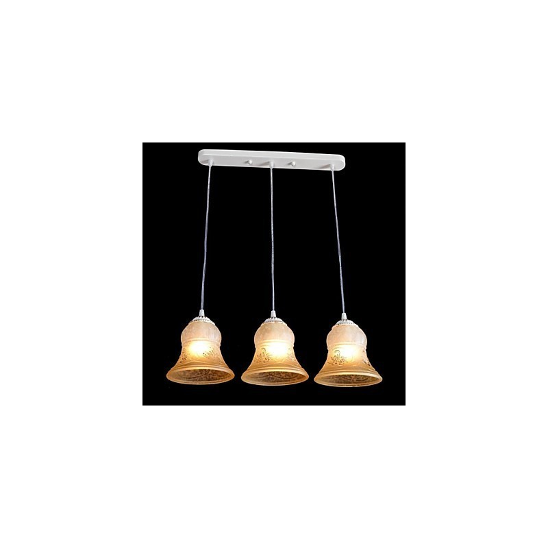 White Pendant Three Lights Pattern Glass Shade Hand Gilt European Retro Classic