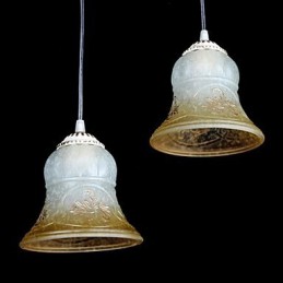 White Pendant Three Lights Pattern Glass Shade Hand Gilt European Retro Classic