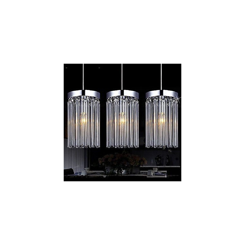 Modern 3 Lights Pendant With Glass Rod