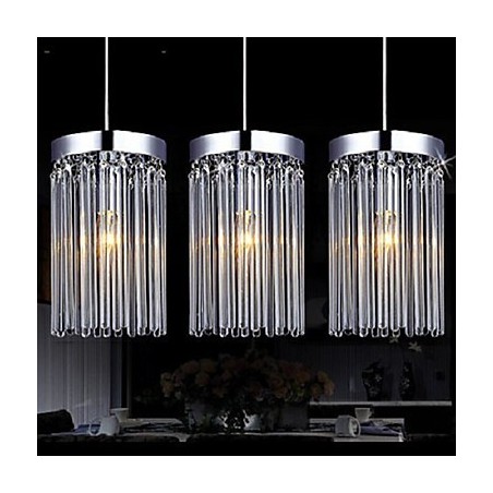 Modern 3 Lights Pendant With Glass Rod