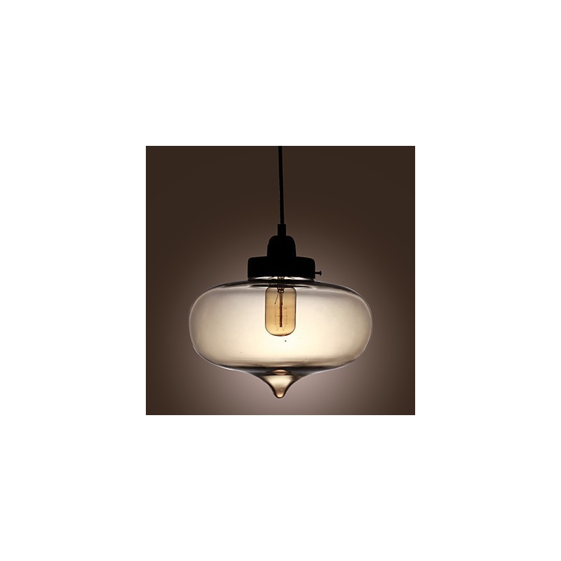 Transparent Glass Pendant Light in Brown Bubble Design
