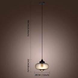 Transparent Glass Pendant Light in Brown Bubble Design