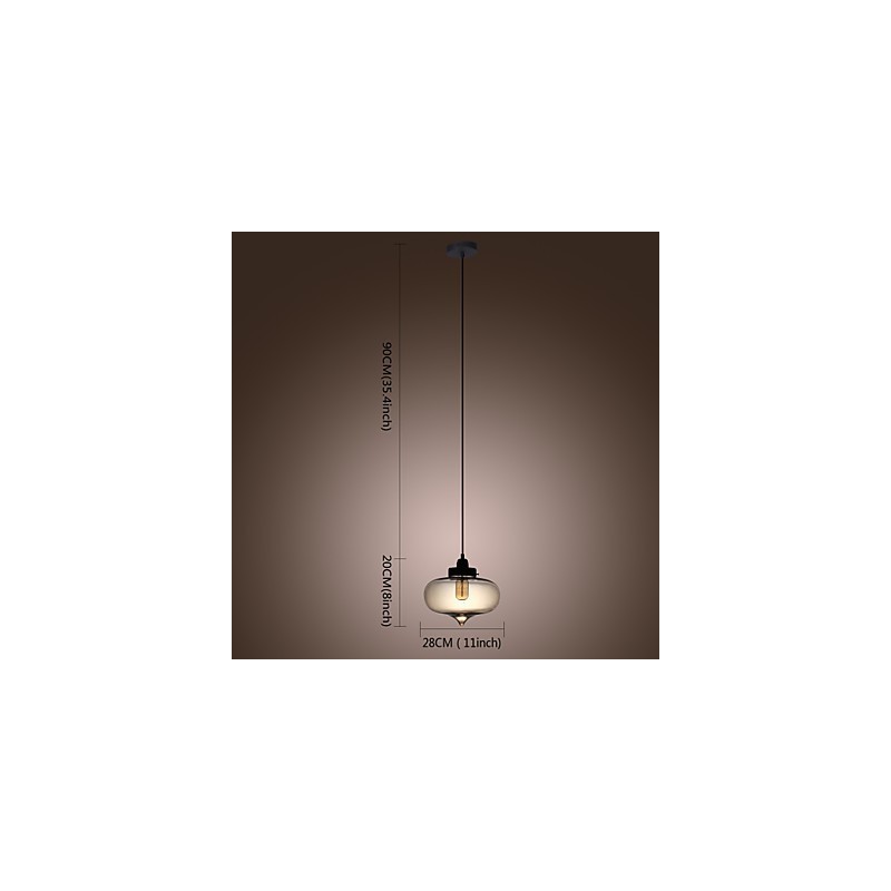 Transparent Glass Pendant Light in Brown Bubble Design