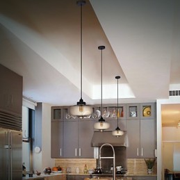 Transparent Glass Pendant Light in Brown Bubble Design