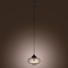 Transparent Glass Pendant Light in Brown Bubble Design