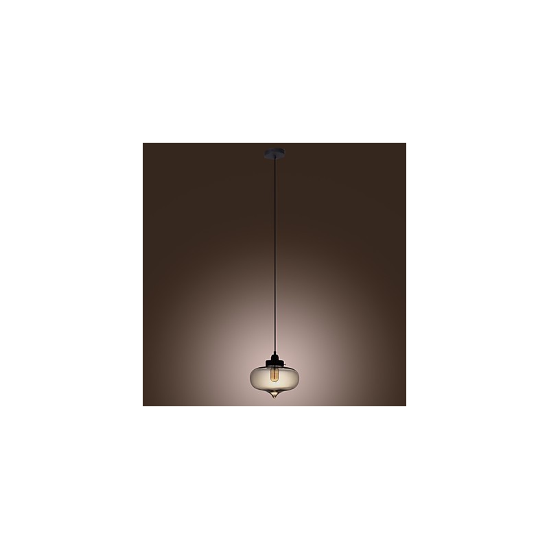 Transparent Glass Pendant Light in Brown Bubble Design