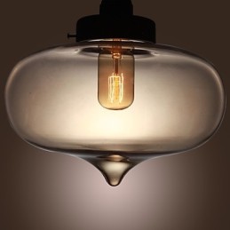 Transparent Glass Pendant Light in Brown Bubble Design