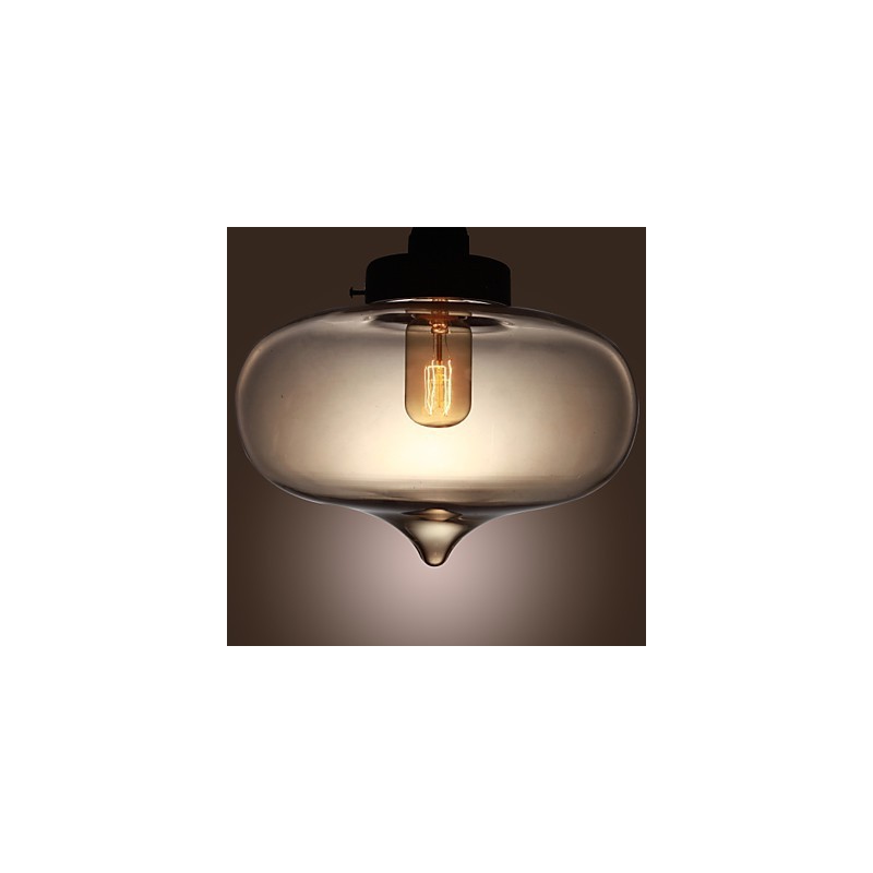 Transparent Glass Pendant Light in Brown Bubble Design